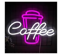Letrero de neón Letrero luminoso LED para taza de café neón para fiesta cafetería cumpleaños mural para habitación decoración