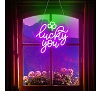 Letrero de neón Lucky You: trébol de hoja LED para decoración del día de San Patricio