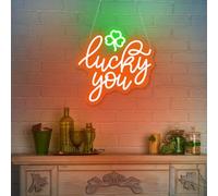 Letrero de neón Lucky You: trébol de hoja LED para decoración del día de San Patricio