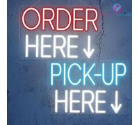 Letrero de neón Order Here and Pick-up Here (12 x 8 pulgadas)