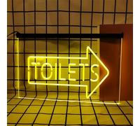 Letrero de neón para baño para decoración de Pared, Luces de neón LED RGB Regulables con Control Remoto para letreros de baños de Tiendas de hoteles,Toilet a,60x40cm