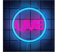 Letrero de neón Para lámpara de neón palabra prestada Vivir para letrero Círculo azul Luz LED