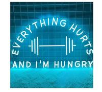 Letrero de neón Para letrero de neón para todo lo que duele y tengo hambre Luces pared para gimnasio(60x38cm)