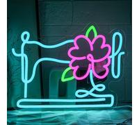 Letrero de neón para máquina de coser floral, para decoración de pared, colorido, floral, para máquina de coser, luz LED, luz de neón para dormitorio, habitación de niñas, sastrería, sala de