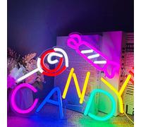 Letrero de neón para tienda de dulces, decoración de pared, letrero LED de negocios, letrero de neón de piruleta, luz de negocios, Halloween, hogar, decoración para colgar en la pared, decoración de