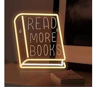 Letrero de neón "Read More Books", luces de neón "Read Books", luz LED de neón para aula, letrero luminoso para librería, biblioteca, estudio, sala de lectura, fiesta, con interruptor regulable