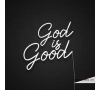 Letrero de neón real con tubos LED de Dios es bueno, lámpara de neón hecha a mano para decoración de pared, PVC, 14 x 17 pulgadas