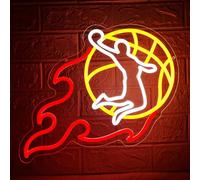 Letrero de neón Slam Dunk para decoración de pared, luz de neón para hombre, cueva de hombre, regulable, regalos de baloncesto para los fanáticos de Tenn Boys, letrero deportivo LED Dunk para curso