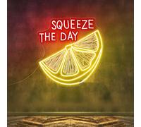 Letrero de neón Squeeze The Day, letreros de limón, decoración de pared, decoración de cocina, jugo de frutas, letrero LED