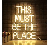Letrero de neón This Must Be The Place para decoración de pared, luz LED blanca cálida para decoración del hogar, letrero iluminado con USB para dormitorio, bar, boda, fiesta de cumpleaños