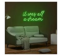 Letrero de neón Todo fue un sueño para el letrero de neón LED para dormitorio, hogar, para fiesta, sala, bar, club, tienda, decoración pared, lámpara regulable alimentada por para USB, 38 cm x 16(C)