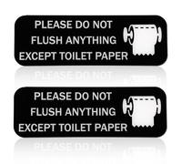 Letrero de No Tirar Nada Excepto Papel Higiénico, 2 Piezas 228 x 76 mm Letrero de No Tirar Nada para Baño Adhesivo Acrílico Autoadhesivo Letreros para Inodoro para Negocios, Hogar, Oficina