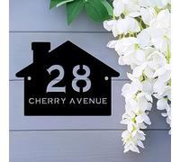 Letrero De Número De Casa Con Forma De Casa Contemporánea Personalizada Con Números Y Nombre De Calle, Placa Con Forma De Casa, Placa De Dirección De Número De Casa De Metal Personalizada