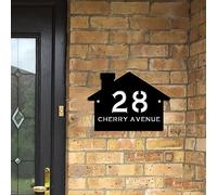 Letrero De Número De Casa Contemporáneo Personalizado Con Números Y Nombre De Calle, Placa Con Forma De Casa, Placa De Dirección De Número De Casa Acrílica Personalizada, Color Negro