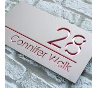 Letrero de número de casa exterior personalizado 3D flotante con número residencial para exteriores, dirección de calle, pared, habitación, nombre, puerta, letrero decorativo (plata + oro rosa)