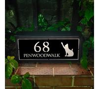 Letrero de número de casa exterior personalizado con luz solar LED para casa, iluminación 3D, dirección al aire libre, nombre, puerta de calle (E)