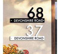 Letrero de número de casa grande personalizado con corte 3D, acrílico, impermeable, para exteriores, moderno, para dirección de casa, color negro/blanco (20 x 10 cm)