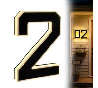 Letrero de número de casa iluminado de 9 pulgadas, grande, personalizado, impermeable, LED, para casas, moderno, iluminado, placa de dirección retroiluminada para el hogar, garaje, tienda (2)