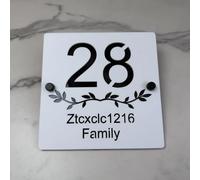 Letrero de número de casa moderno personalizado, placa de números para decoración de pared al aire libre, placa moderna (blanco y negro)