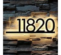 Letrero de número de dirección iluminado personalizado, número de casa retroiluminado con LED, letreros de dirección retroiluminados LED para casas (dorado-1)