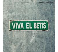 Letrero de pared 2D - Un "VIVA EL BETIS" de aluminio que mide 10X40.86 cm, para amantes del deporte, , bares, cafeterías y espacios masculinos - Con colores verde y , fácil de