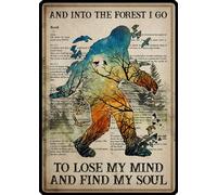 Letrero de pared con texto en inglés "Into The Forest I Go to Lose My Mind and Find My Soul Funny Metal Tin Sign Home Vintage Art Decor Iron Painting 30.5 cm x 40.6 cm
