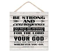 Letrero de pared de madera con texto en inglés "Be Strong And Courageous", regalo para papás, 12 x 12 pulgadas, regalo para el día del padre, decoración artística de pared, letreros de madera