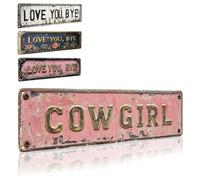 Letrero de pared de metal vintage con texto en inglés «Love You, bye», «Love You Bye» sobre la puerta, para pasillo, entrada, puerta, placa colgante estilo granja, arte de pared rústico de aluminio