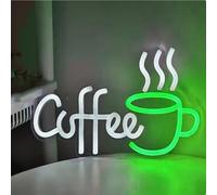 Letrero de pared para barra de café, letreros con luz LED de neón para decoración de estación de café, decoraciones de café para cafetería, cocina, accesorios de decoración con interruptor regulable y