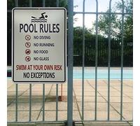 Letrero de pared para piscina Reglas de la piscina, letrero de aluminio personalizado al aire libre, decoración para el hogar, piscina, cerca al aire libre
