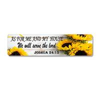 Letrero de pared rústico con texto en inglés "As for Me and My House We Will Serve The Lord", para decoración del hogar, decoración cristiana, versículo de la Biblia, letrero de metal de 40,6 x 10,2