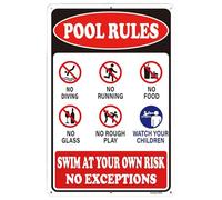 Letrero de piscina con texto en inglés "No Diving Pool Sign", de metal inoxidable, resistente a la intemperie, decoración de piscina al aire libre, accesorio duradero para terraza junto a la piscina