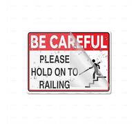 Letrero de plástico acrílico con texto en inglés «Be Careful Please Hold On To Railing», 15,2 x 20,3 cm, con símbolos autoadhesivos, para restaurantes, salones, hoteles, moteles, restos, baños
