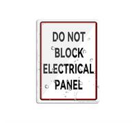 Letrero de plástico acrílico con texto en inglés "Do Not Block Electrical Panel Sign" con esquinas redondeadas de larga duración con cinta de doble cara en la parte posterior, 15,2 x 20,3 cm