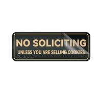 Letrero de plástico acrílico Fancy No Soliciting Unless You Are Selling Cookies para pared o puerta, 25,4 x 7,6 cm con símbolos autoadhesivos, para restaurantes, salones, hoteles, moteles, restos