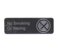 Letrero de prohibido fumar o vapear de 3"" x 9"" de TableCraft 394564, color negro