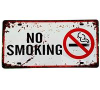 Letrero de Prohibido Fumar para Bar - Pub - Cafetería o Barbería - Chapa - Tamaño: 30x15cm - Señalización de No Fumar - Aviso - Placa - Afiche - Cartel - Señal de NO Smoking (2651-1)