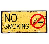 Letrero de Prohibido Fumar para Bar - Pub - Cafetería o Barbería - Diseño de Lata - Tamaño: 30x15cm - Señalización de No Fumar - Aviso - Placa - Afiche - Cartel - Señal de NO SMOKING (2651-2)
