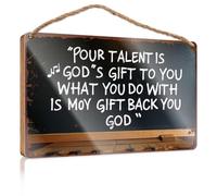 Letrero de puerta con texto en inglés "Work From Home" con texto en inglés "Your Talent Is God's Gift What You Do With It Is Your Gift Back To God" (texto en inglés)
