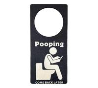 Letrero de puerta de baño ocupado vacante, divertido letrero de madera para puerta de baño y baño con texto "Pooping Come Back Later Occupied"