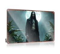 Letrero de puerta de dormitorio con figura iluminada por la luna oscura en la selva lluviosa, letrero divertido de advertencia, accesorios de bar, cueva de hombre (30 x 40 cm)