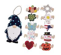 Letrero de Puerta de gnomo Intercambiable, Colgador de Puerta de Madera para decoración del hogar, gnomo Dulce de Navidad, señal de Bienvenida