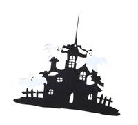 Letrero de puerta de Halloween - Cartel de puerta de Halloween con letras negras | Plaqueta colgante no tejida "The Witch Is In" para decoración de pared delantera, interior o exterior, casa encantada