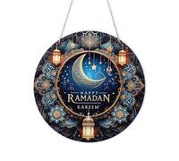 Letrero de Puerta de Ramadán, 20cm Madera Letrero Colgante de Puerta de Ramadán Letrero de Eid Mubarak Decoración de Puerta de Ramadán para Porche Casa de Campo Puerta de Entrada Pared