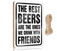 Letrero de puerta para el hogar, con texto en inglés "The Best Beers Are The Ones We Drink With Friends", de madera, decoración de playa, para el hogar, 15 x 28 cm