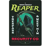 Letrero de Reaper Security Company: Allanamiento y encuentro con él.