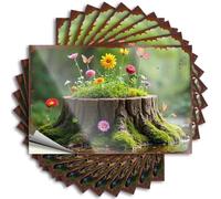 Letrero de reglas de barra, diseño de jardín mágico: flores que florecen en un tocón de árbol, 10 unidades, letreros de metal divertidos para decoración de bar deportivo (6 x 9 cm)