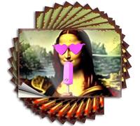 Letrero de reglas de barra moderno Mona Lisa disfruta de una paleta rosa: una calcomanía contemporánea giratoria, 10 piezas de letreros de metal divertidos para decoración de bar deportivo (6 x 9 cm)