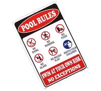 Letrero de reglas de piscina - Aluminio | Seguridad de metal resistente a la intemperie | Cartel de no buceo, decoración de piscina al aire libre | Para patio trasero, piscina, terraza, patio, parque