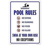Letrero de reglas de piscina de 20 x 30 cm, decoración al aire libre, preperforado, fácil de montar